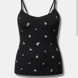 Torrid Black Floral Emboridered Sweater Cami